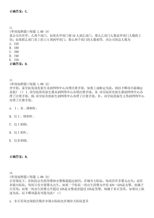 2023年考研管理类联考综合考试题库易错、难点精编D参考答案试卷号20