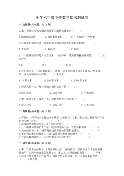 小学六年级下册数学期末测试卷（名师推荐）word版.docx