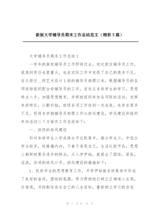 新版大学辅导员期末工作总结范文（精彩5篇）.docx