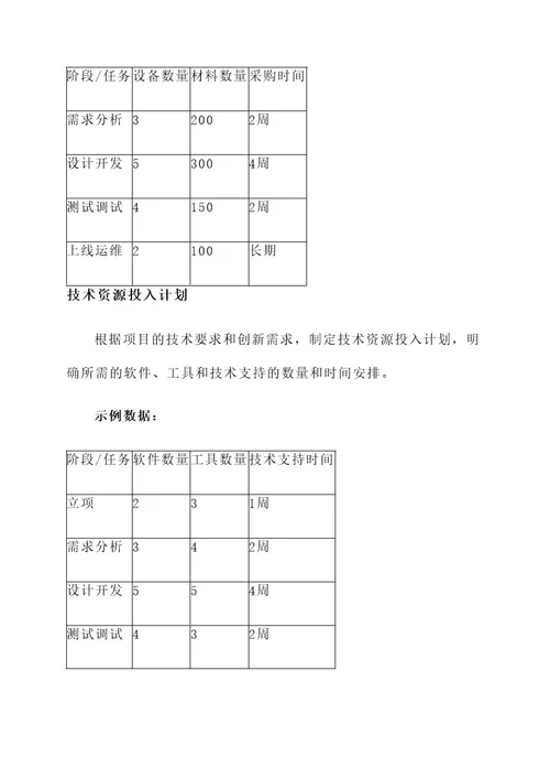 项目服务资源投入方案