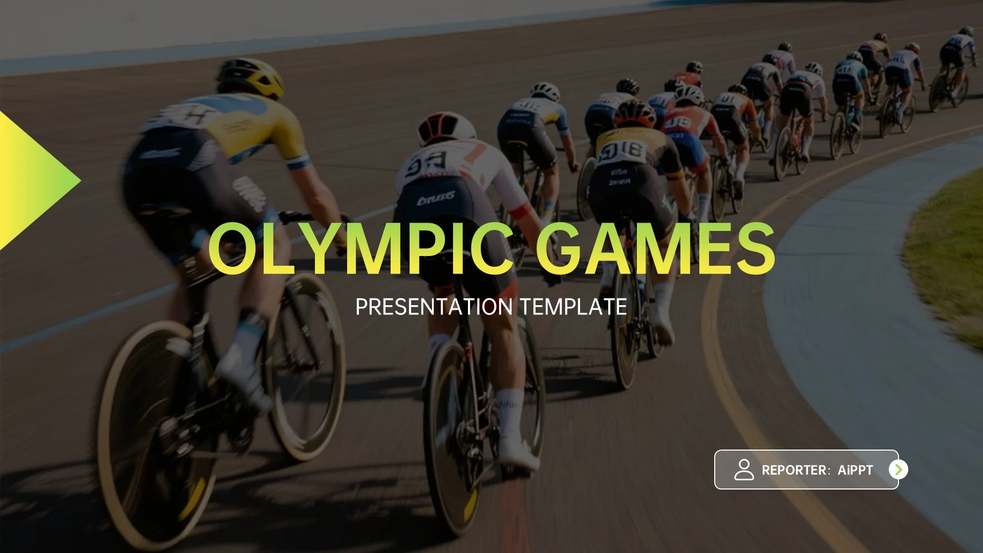 黄绿色简约风英文奥运会PPT模板