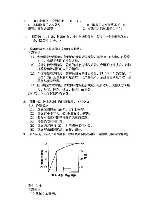 QC知识培训试题带答案