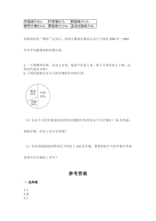 沪教版小学六年级下册数学期末综合素养测试卷精品（典型题）.docx