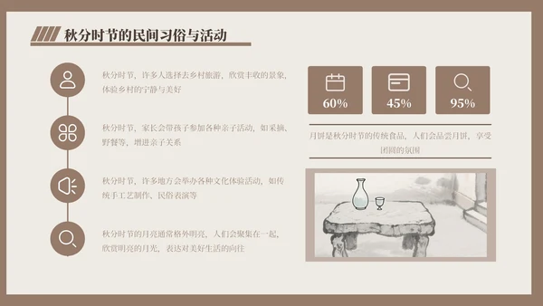 褐色中国风秋分历史与习俗探秘PPT模版