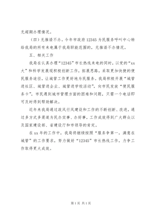 城管局“12345”市长热线办理工作自查情况的报告 (2).docx