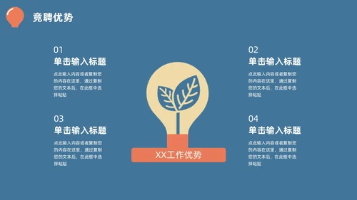 蓝橙简约头脑灯泡创意竞聘述职PPT模板