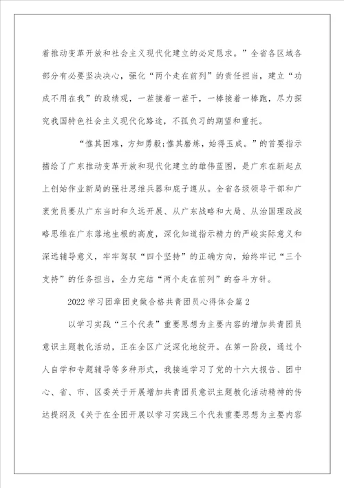 2022学习团章团史做合格共青团员心得体会