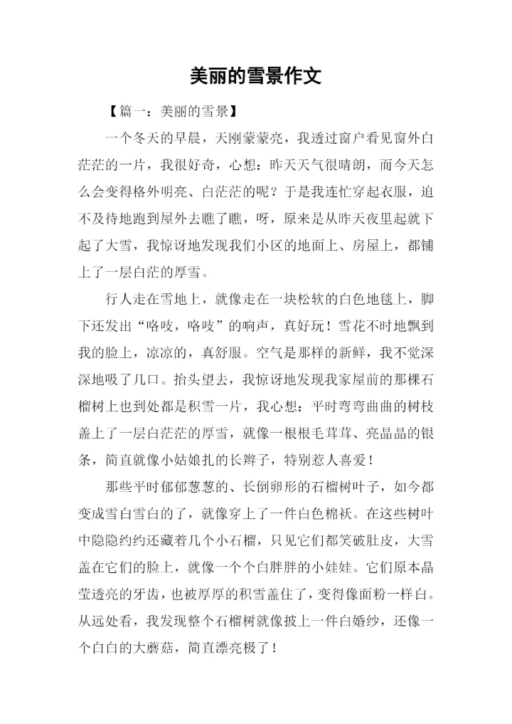 美丽的雪景作文.docx