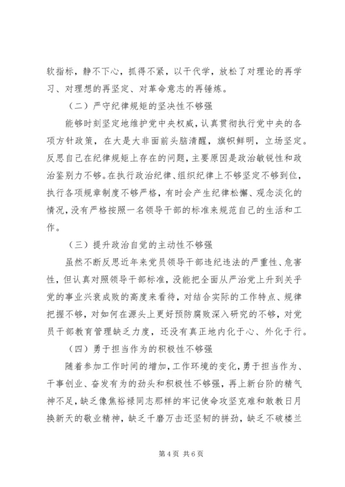 副局长XX年度民主生活会发言提纲.docx