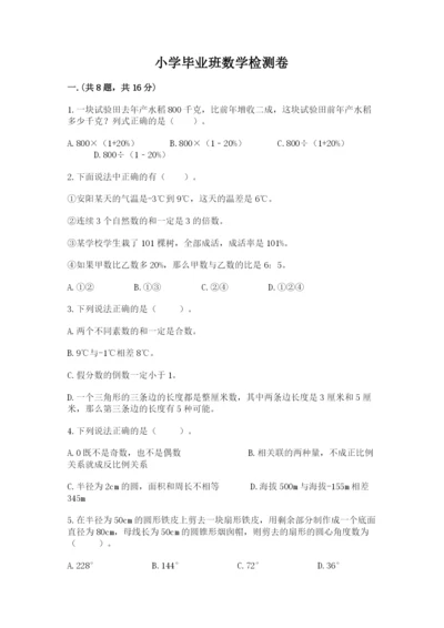 小学毕业班数学检测卷带答案（能力提升）.docx