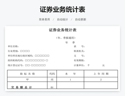 证券业务统计表