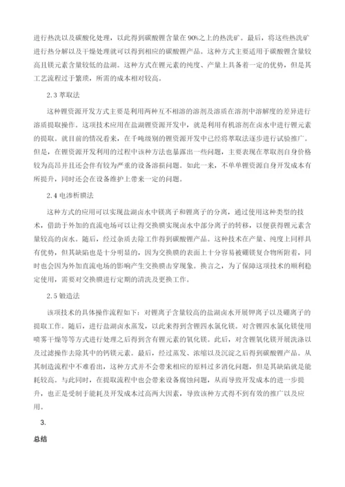 开发和利用盐湖化工锂资源的技术要点分析.docx