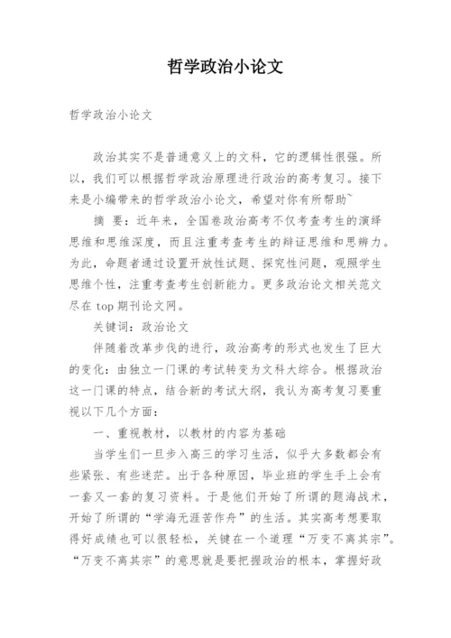 哲学政治小论文.docx