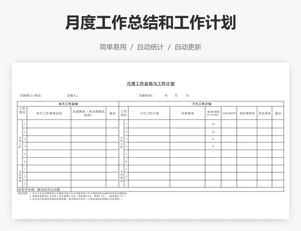 月度工作总结和工作计划