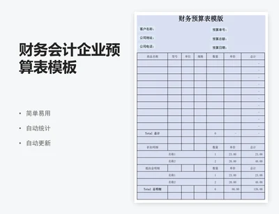 财务会计企业预算表模板