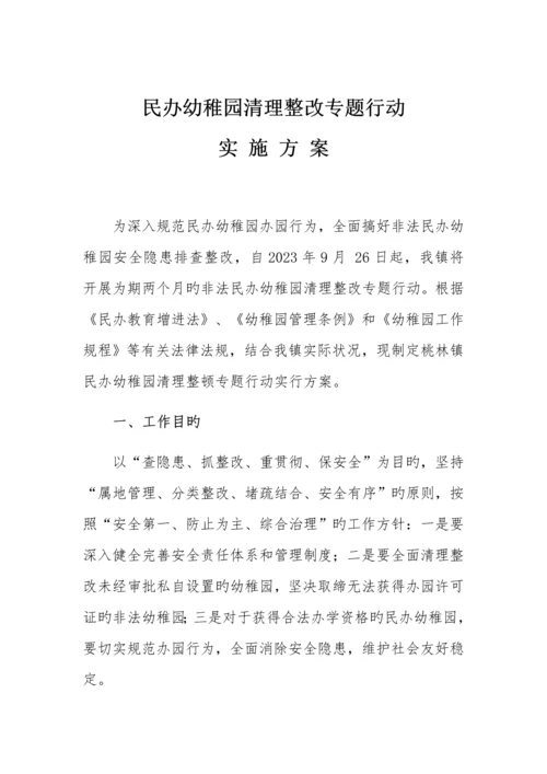 桃林镇民办幼儿园清理整治专项行动方案.docx