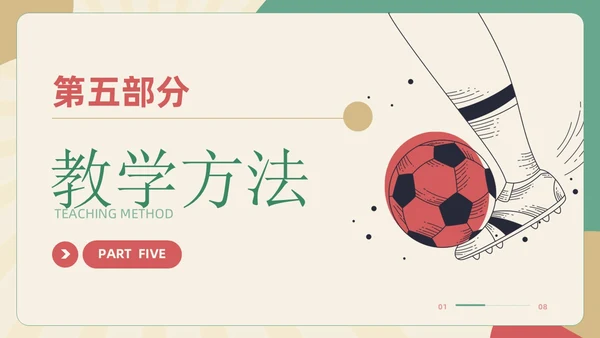扁平插画简约风足球正脚背踢球培训学生运动讲座PPT