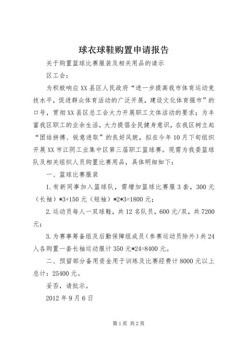 球衣球鞋购置申请报告.docx