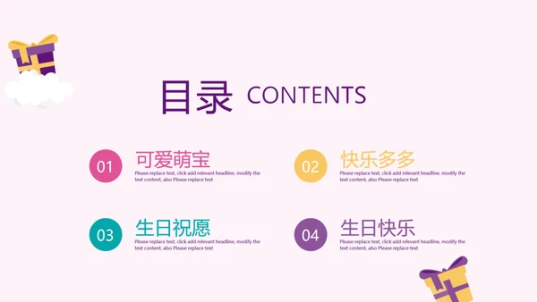 粉色生日快乐电子相册动态PPT模板