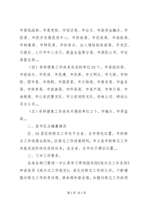 地方志书编纂工作检查情况汇报.docx