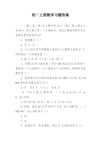 初一上册数学习题答案.docx