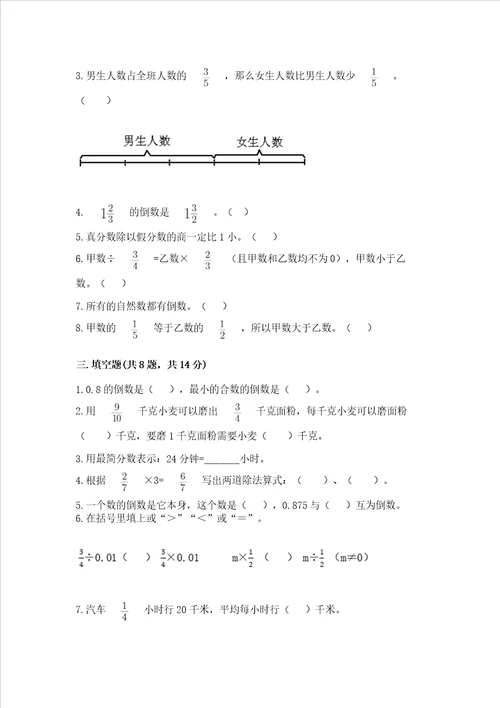 小学六年级分数除法练习题及参考答案轻巧夺冠