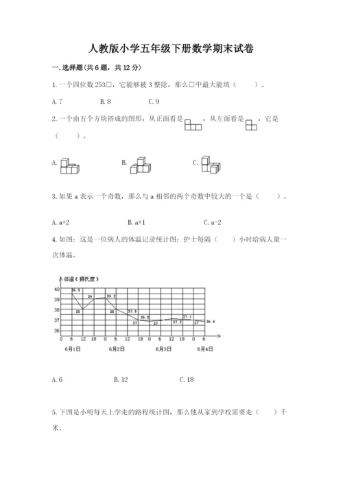 人教版小学五年级下册数学期末试卷带答案（完整版）.docx