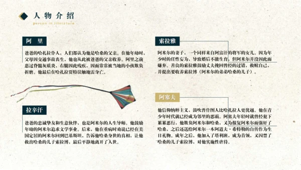 《追风筝的人》读书分享通用PPT模板
