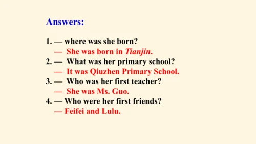 Module 7 My past life Unit 3 Language in use（一般过去时