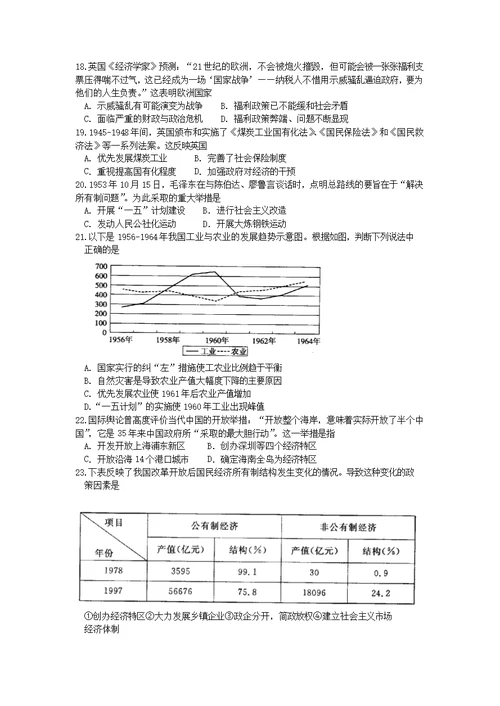 【历史】山东省滨州市2013—2014学年度下学期期末考试高一