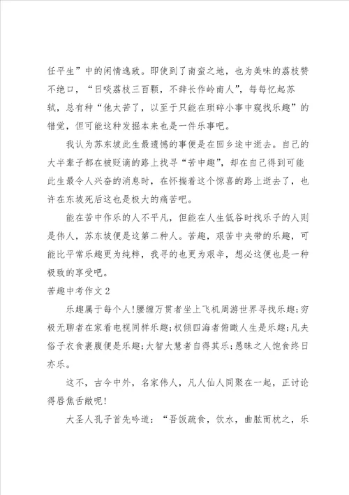 苦趣中考作文