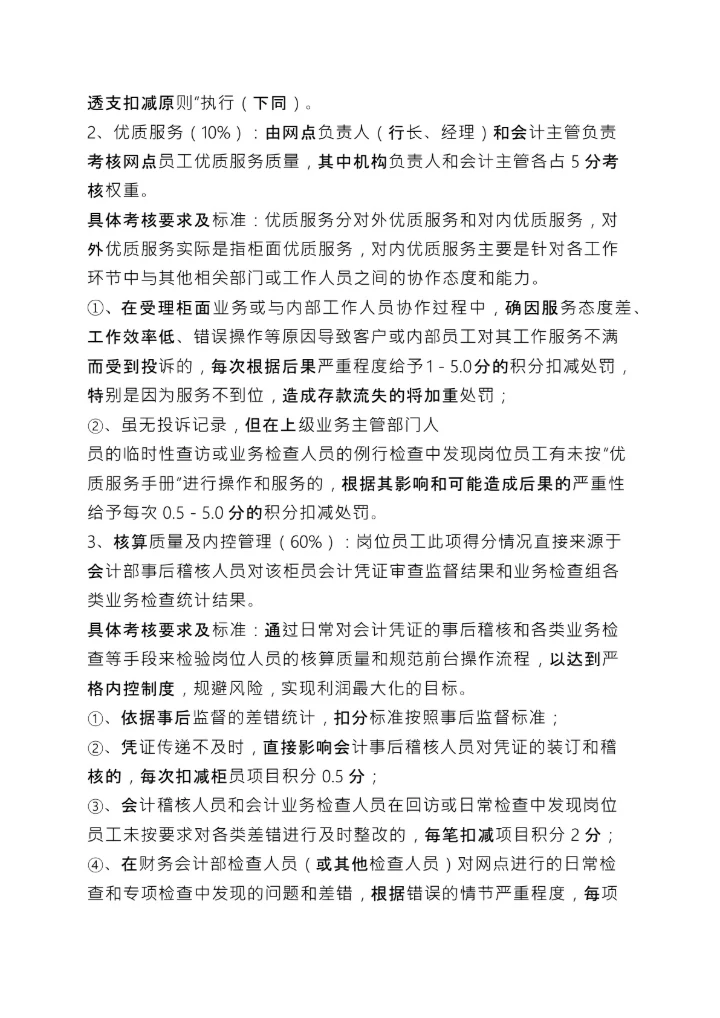 银行绩效考核方案