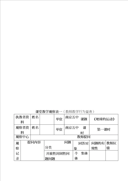 课堂观察量表范例完整资料