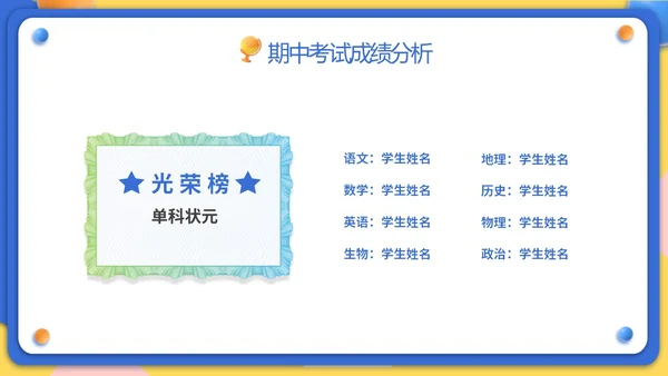 黄蓝双色3D立体卡通儿童家校协力共育未来初中家长会PPT