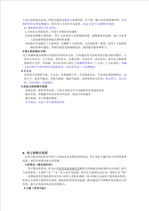 中国教育史知识点概述