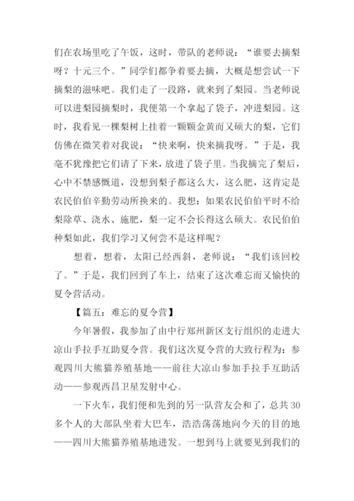 难忘的夏令营作文800字.docx