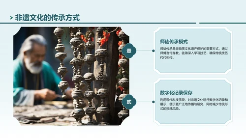 绿色中国风探寻非遗文化之美PPT模板