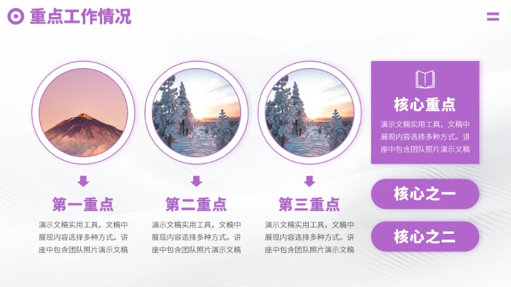 紫色高端工作汇报述职总结PPT模板