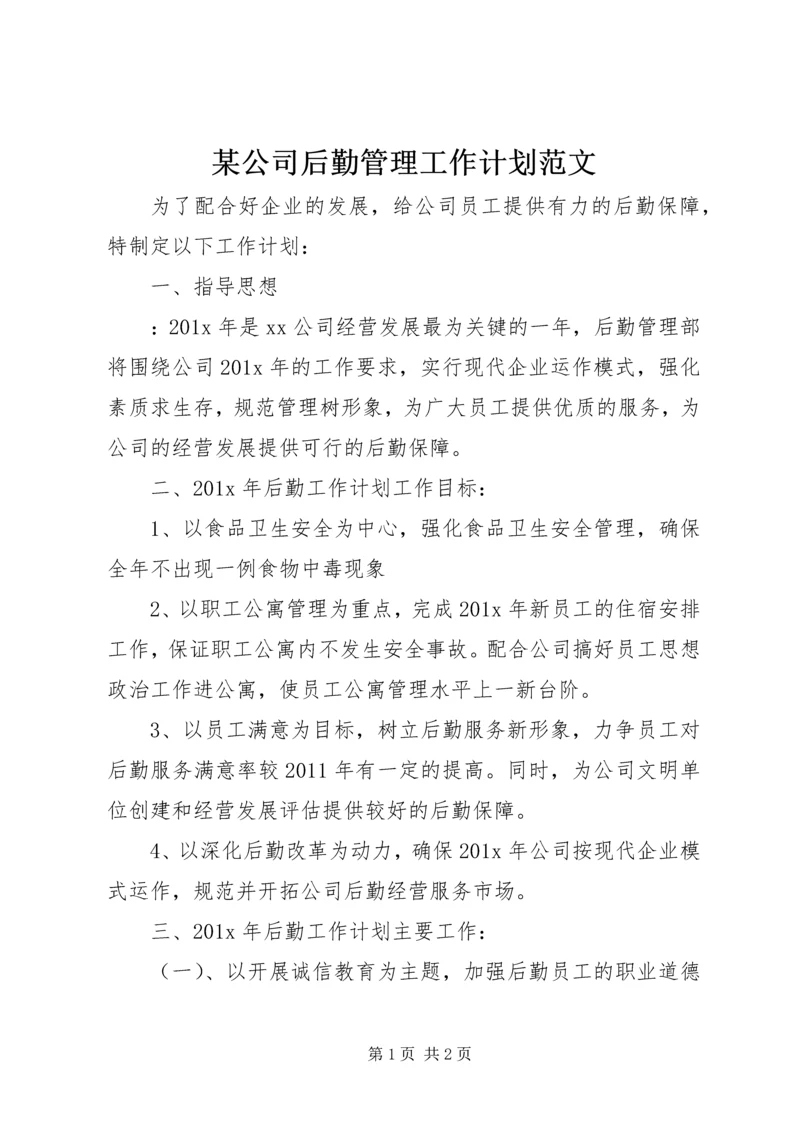 某公司后勤管理工作计划范文.docx