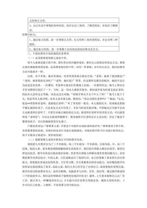 特殊教育论文个别化教育计划初探