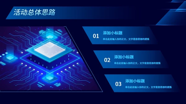 深蓝色渐变科技风营销策划通用PPT模板