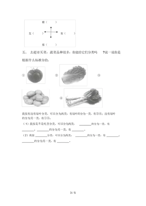 大象版一年级科学上册期末考试题及答案(1) 7483