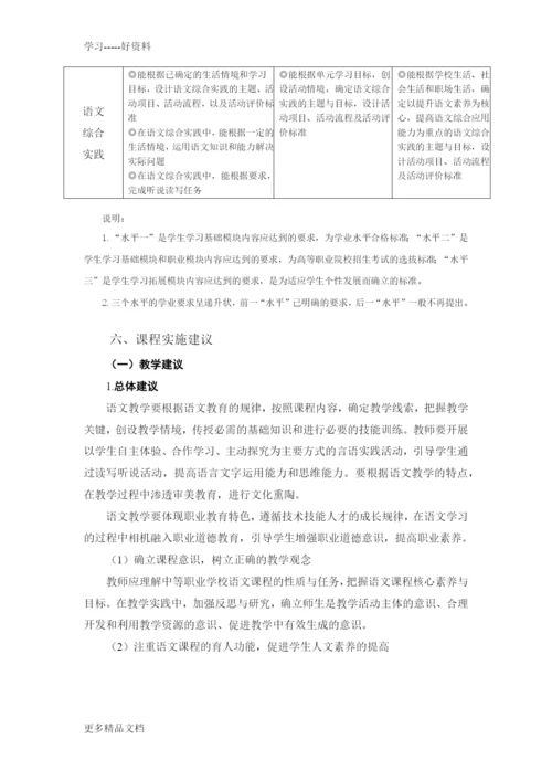 最新中职语文课程标准.docx