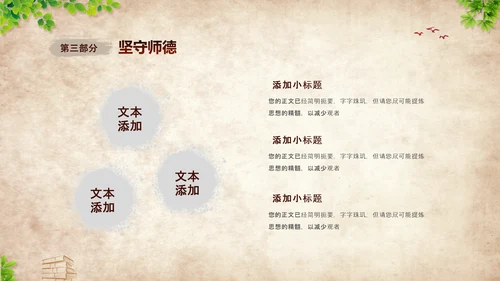 黄色复古不忘初心坚守师德教师师德师风培训PPT