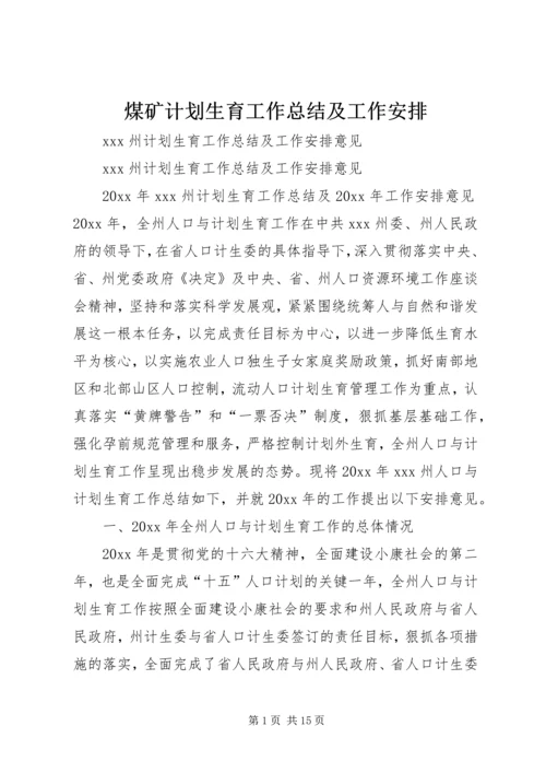 煤矿计划生育工作总结及工作安排 (3).docx