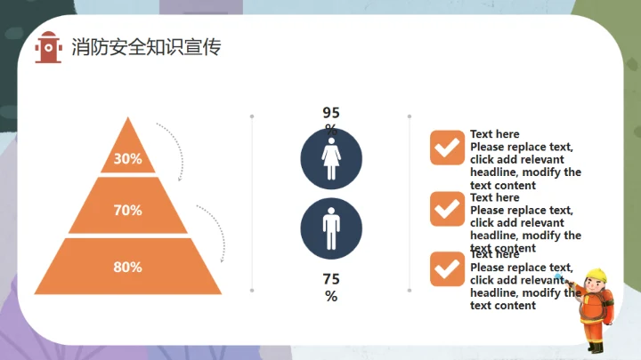 可爱卡通手绘消防安全知识讲座通用PPT模板