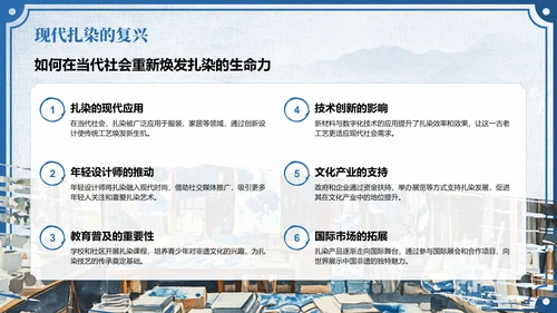 蓝色中国风非遗扎染的艺术魅力PPT模板