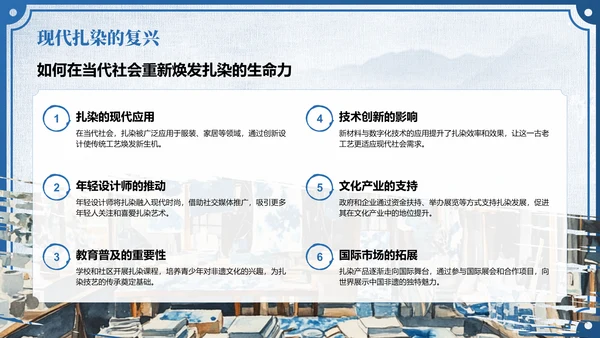 蓝色中国风非遗扎染的艺术魅力PPT模板