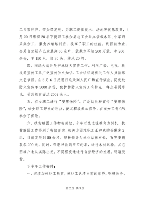 二00七年林业局工会上半年工作总结及下半年工作安排.docx