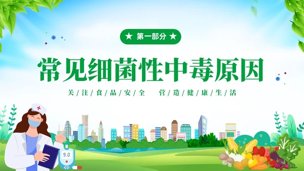 绿色清新展板风夏季食品安全健康指南PPT夏季安全